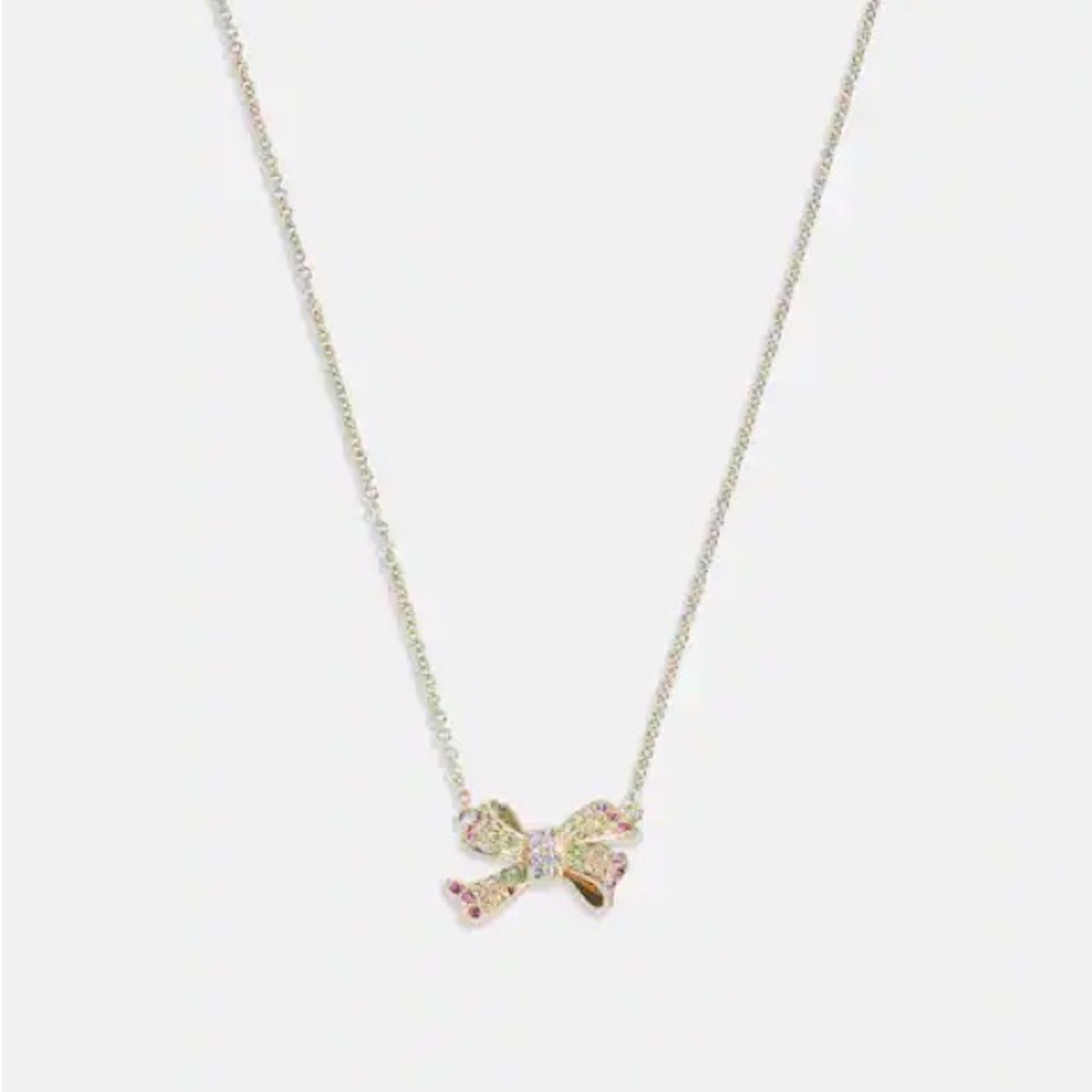 Coach Pave Bow Necklace